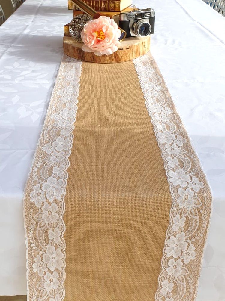 Home Textiles Decoris - Vintage Burlap Table Cloth Runner, Juta