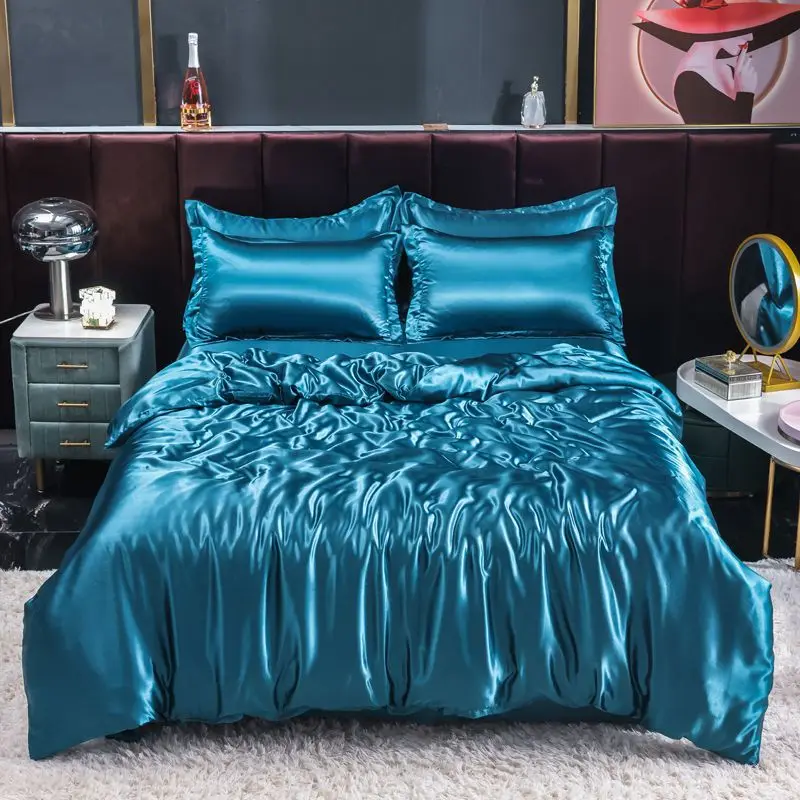 Silk Sheet Set - Nordic cetim seda conjunto de cama