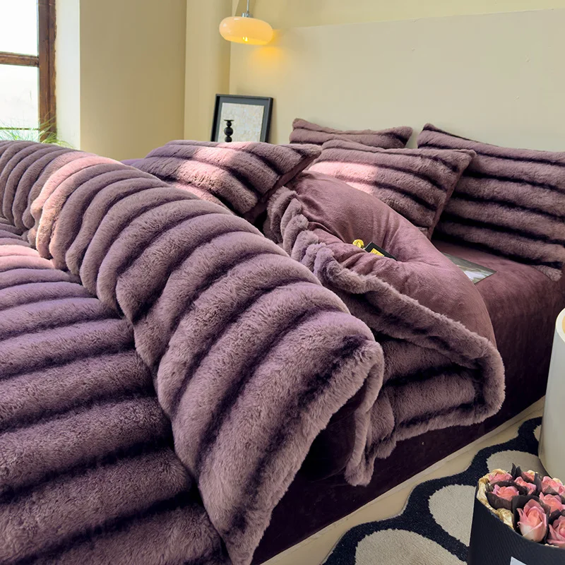 Bed Sheet Microfiber - Conjunto de quatro peças de veludo
