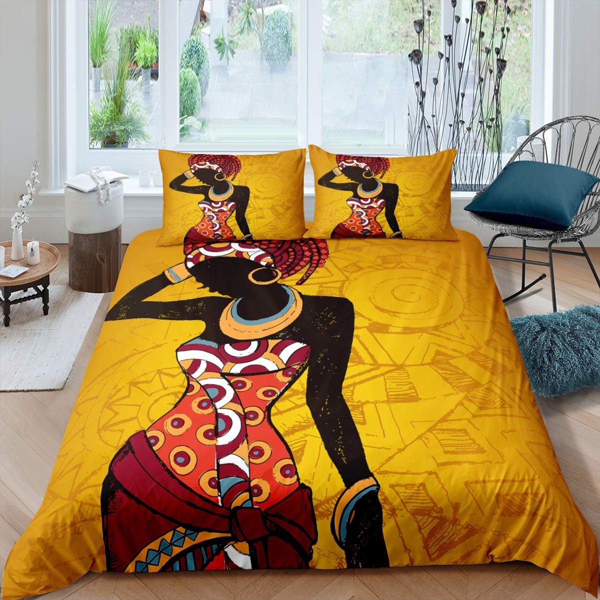 Mulher africana conjunto de ca - Bed Sheet Microfiber avaliação e preço