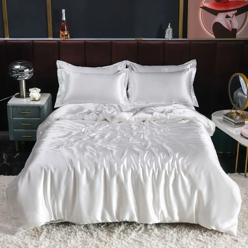 Nordic cetim seda conjunto de  - Silk Sheet Set avaliação e preço