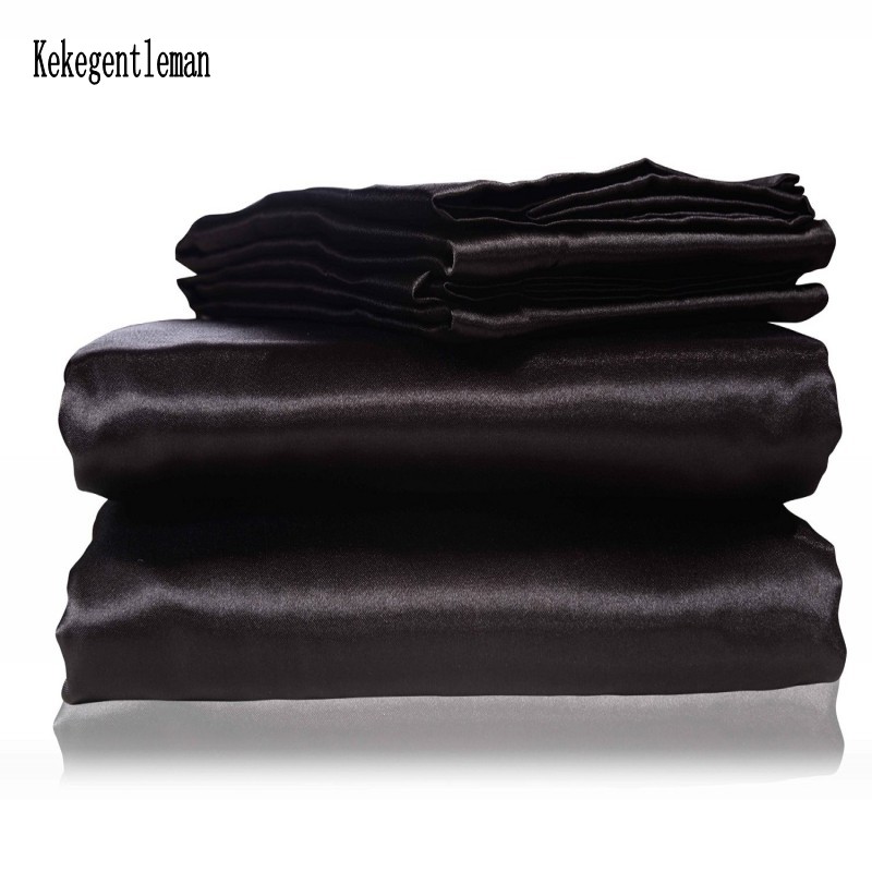 Cetim preto conjunto de cama c - Silk Sheet Set avaliação e preço